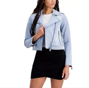 DKNY Jeans Light Wash Denim Moto Jacket, size M